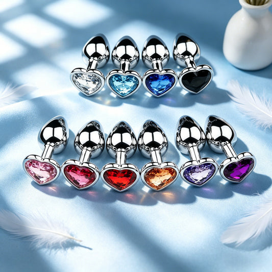 3Pcs Set Metal Anal Toy Plug Luxury Heart Shaped Jewel Butt Plug Kit Anal Trainer Relax Massager Fetish Anal Sex Toy for Men