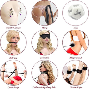 Seductiva Midnight: 11-Piece Leather Bondage & Restraint Kit Size Reference & Packaging - Shipped from NZ