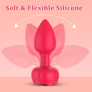 Seductiva Rose-Plug: Remote Silicone Rose Anal Vibrator Size Reference & Packaging - Shipped from NZ