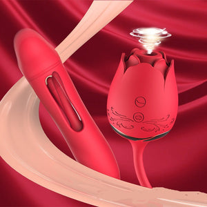 Rose Vibrator Sucking, Tapping, And Vibrating Wand For Her Ultra Quiet Personal Massager by Seductiva
