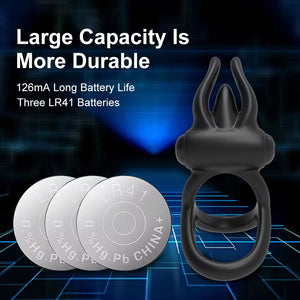 Seductiva Men's Silicone Cock Ring Vibrator with Bunny Ears – Couples Vibrating Ring Adult Toy - Sensory Wellness Product Perspective - NZ Local Stock