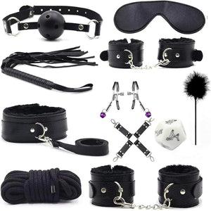 Seductiva Midnight: 11-Piece Leather Bondage & Restraint Kit - Sensory Wellness Product Perspective - NZ Local Stock
