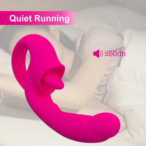 Seductiva 2-in-1 Tongue Licking Vibrator – Dual Function Dildo for Women USB Charging & Interface Controls - Quiet Performance