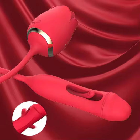 Rose Vibrator Sucking, Tapping, And Vibrating Wand For Her Ultra Quiet Personal Massager