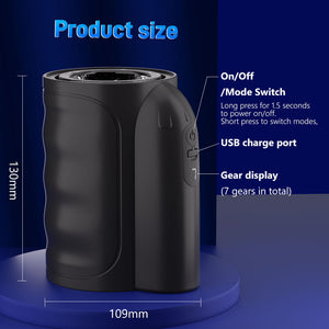 Detail: Men's Telescopic Rotating Masturbation Cup Vibration Hand-Held Intimate Trainer Adult Toy - Seductiva NZ
