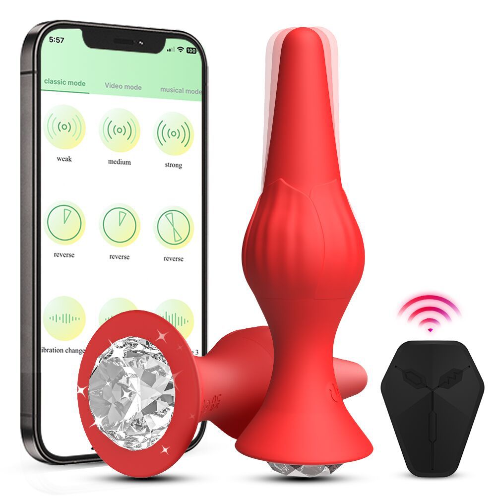 APP control vibration anal plug female masturbation vibrator rose butt plug