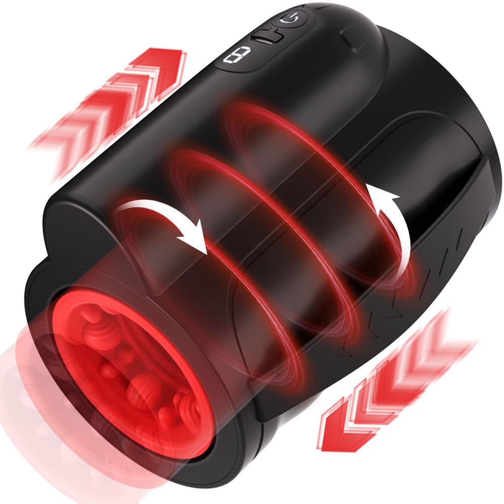 Men's telescopic rotating masturbation cup orgasm vibration cup hand-held penis trainer sex toy