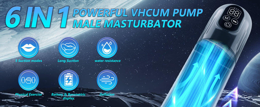 New 6 IN1 screen display spa aircraft cup stretching air pump vacuum men penile trainer adult sex toy