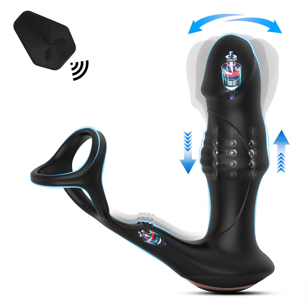 Prostate vibration massager for man cock ring with butt plug wireless remote control rechargeable vibrator masturbator