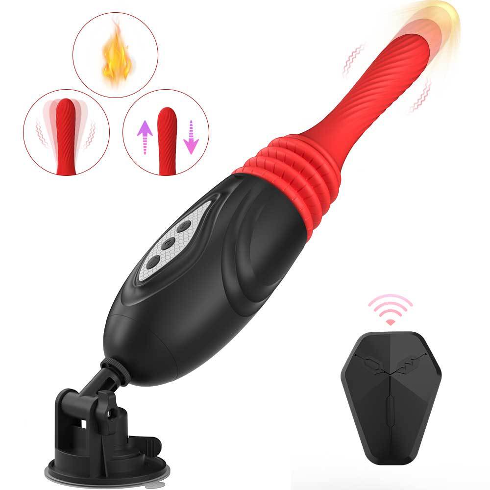 Wireless control 9 powerful telescopic vibration heating women masturbation vibrator