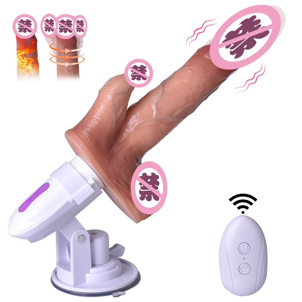 Wireless electric rechargable dildo vibrator multiple stimulation automatic telescopic female masturbation sex toy
