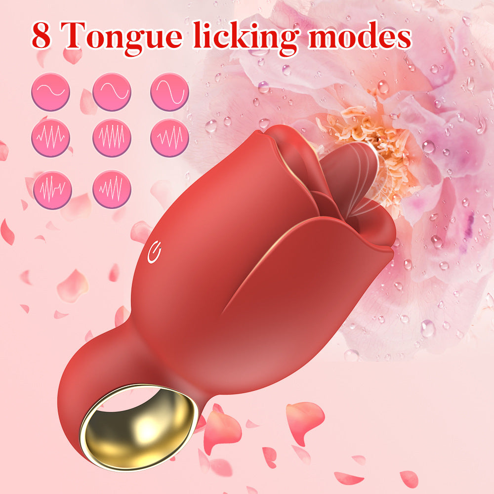 Rose Vibrator 8 Tongue Licking Modes USB Rechargeable Massage Masturbator Adult Sex Toy For Woman