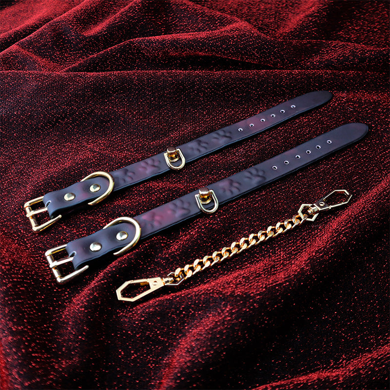 SM Cat Paw Leather Handcuffs Heat Discoloration Bondage Gear Foot Ankle BDSM Restraints