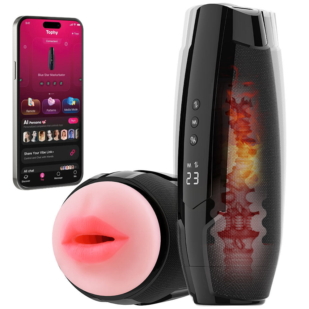 The new product electric telescopic masturbation cup for men's oral sex with a simulation channel for penile vibration heating