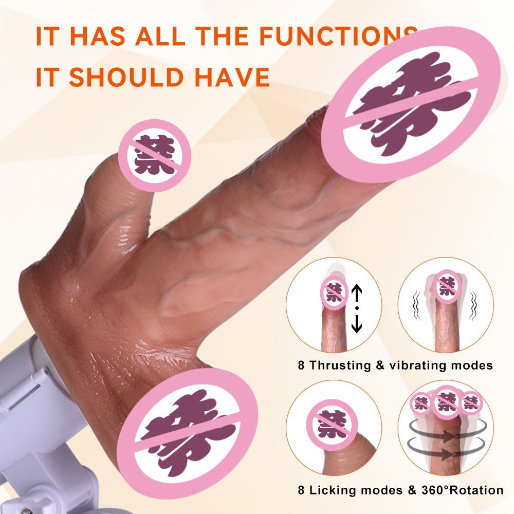 Wireless electric rechargable dildo vibrator multiple stimulation automatic telescopic female masturbation sex toy