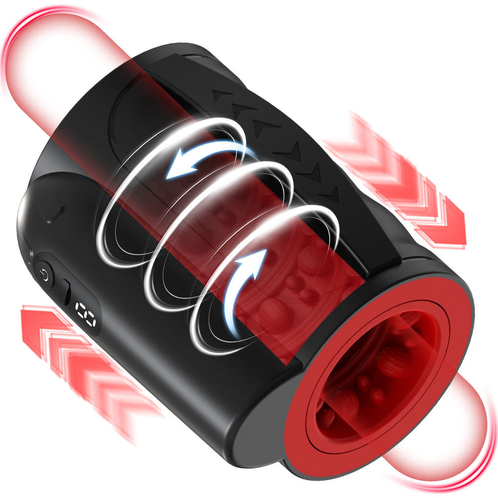 Men's telescopic rotating masturbation cup orgasm vibration cup hand-held penis trainer sex toy