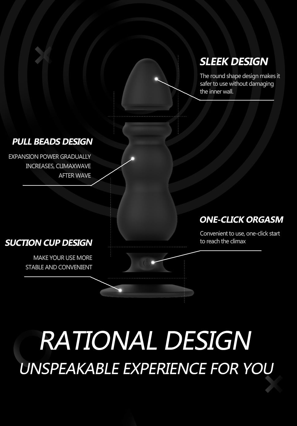 Wireless remote control anal bead 10-frequency vibration butt plug