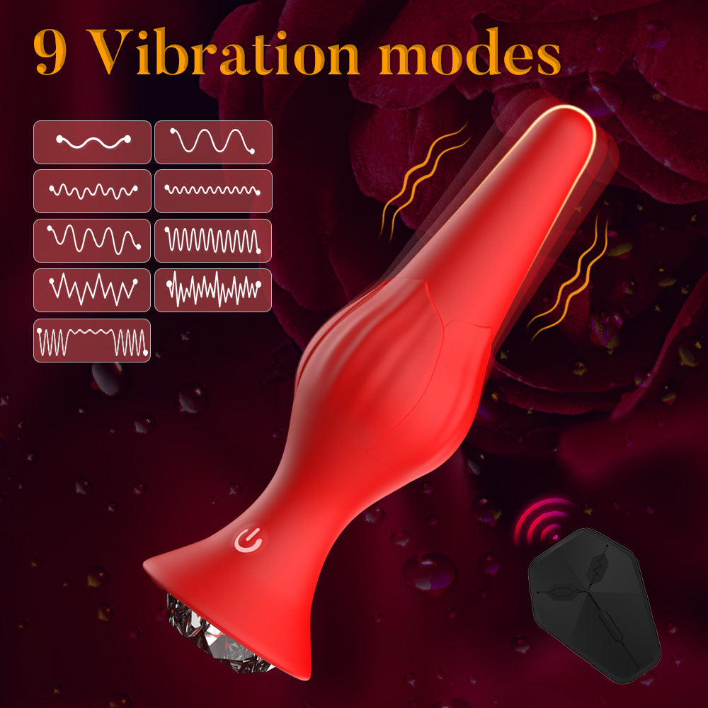 APP control vibration anal plug female masturbation vibrator rose butt plug