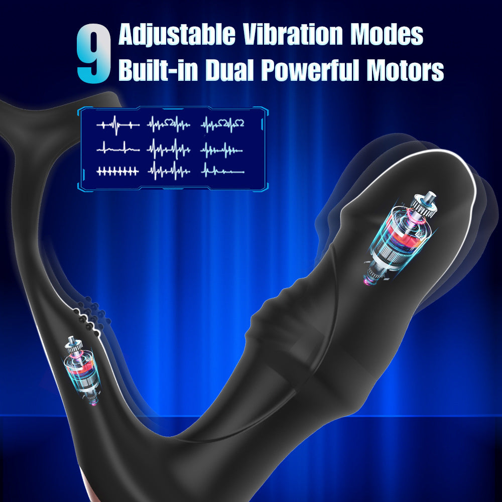 Prostate vibration massager for man cock ring with butt plug wireless remote control rechargeable vibrator masturbator