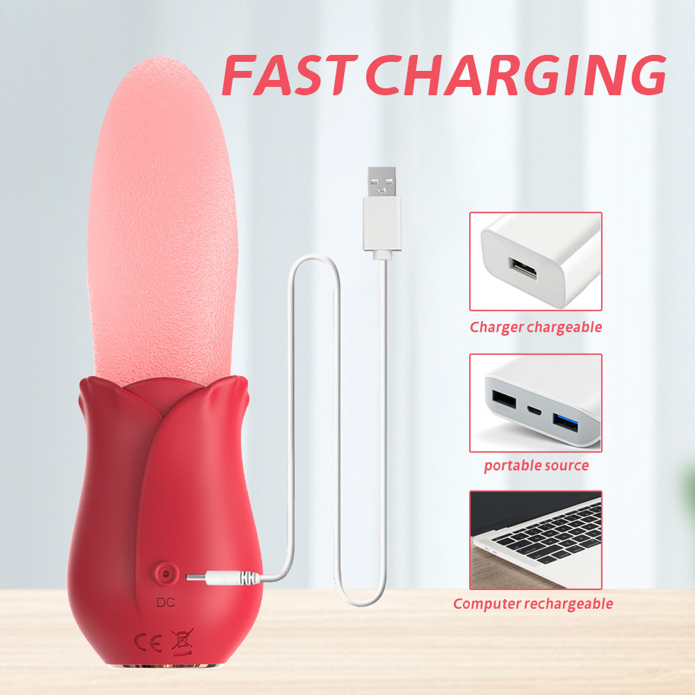 Seductiva Multi-Frequency Rose Vibrator – Tongue Licking Clitoral Massage Stick - Sensory Wellness Product Perspective - NZ Local Stock