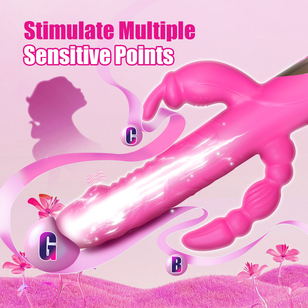 Rabbit vibrator clitoral stimulation telescopic double vibration female masturbation sex toy for woman