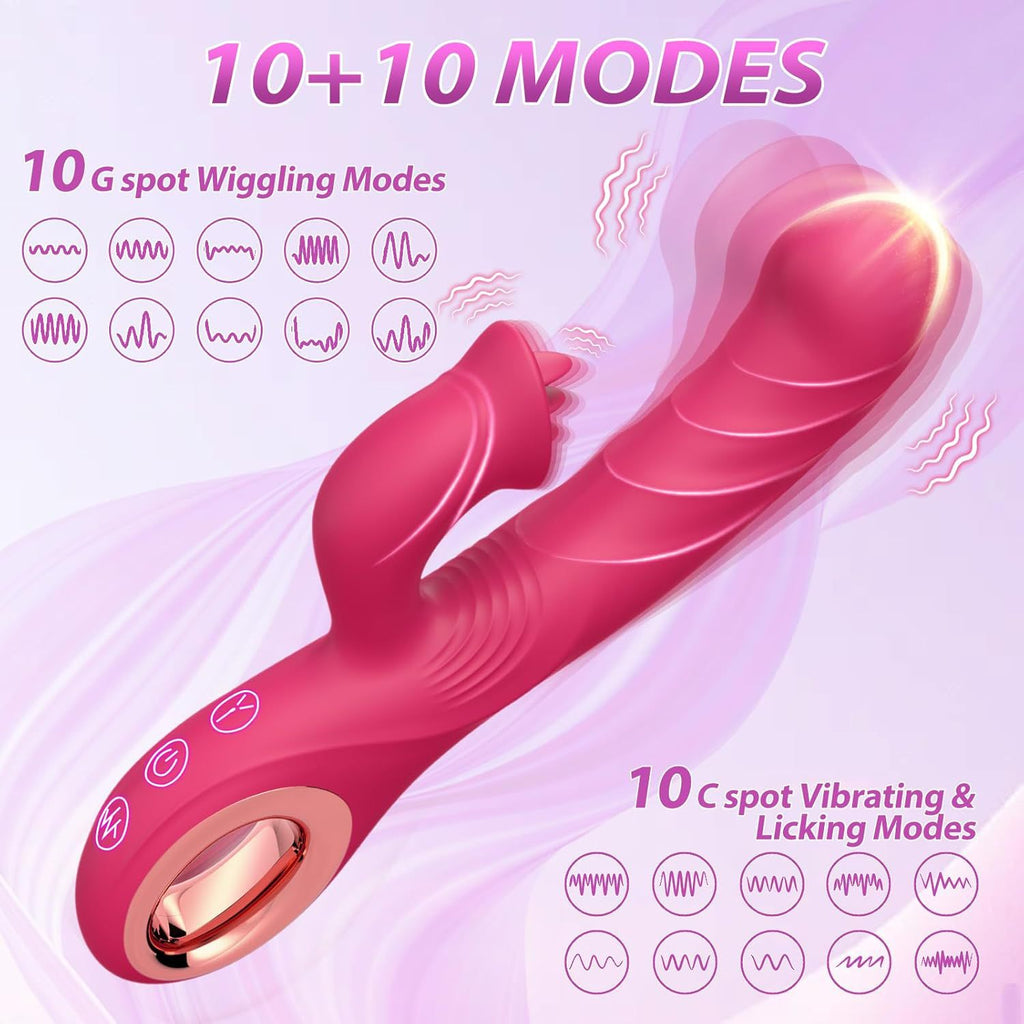 Tongue Licking Stimulating Massage AV Vibrator for Women Self-Masturbation Sex Toy