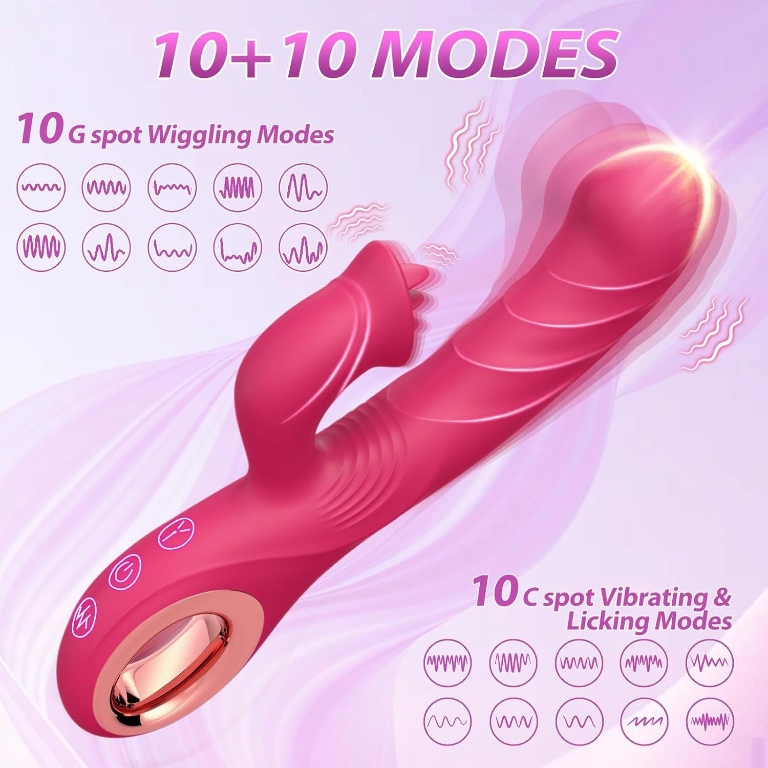 Tongue Licking Stimulating Massage AV Vibrator for Women Self-Masturbation Sex Toy