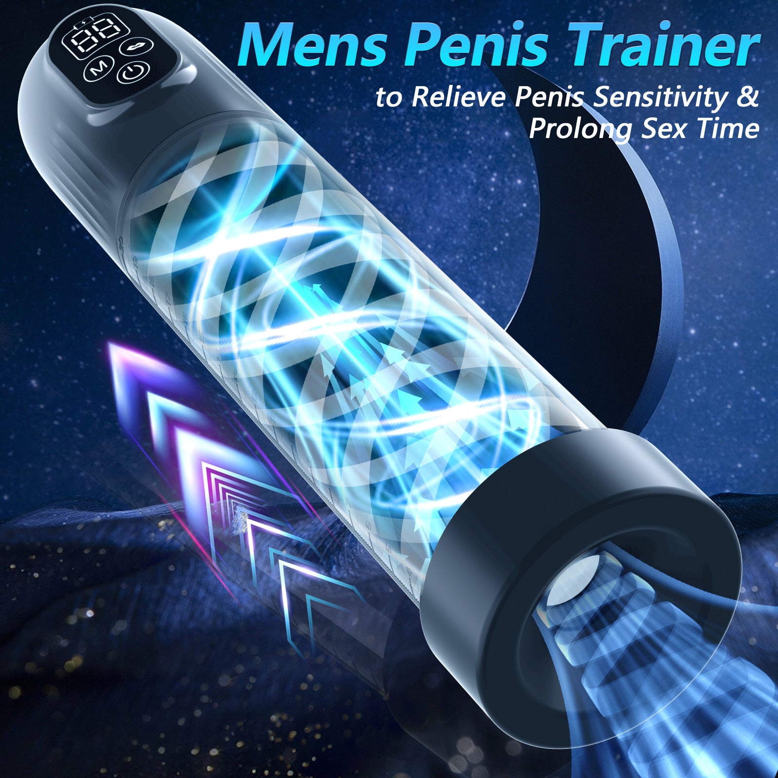 New 6 IN1 screen display spa aircraft cup stretching air pump vacuum men penile trainer adult sex toy