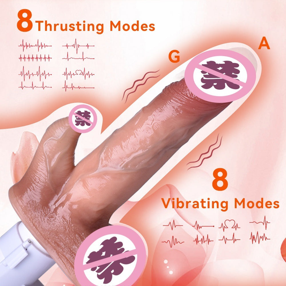 Wireless electric rechargable dildo vibrator multiple stimulation automatic telescopic female masturbation sex toy