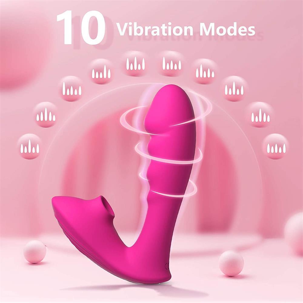 10 Frequency suction vibration modes rechargeable vibrator wearable dildo woman sex toy