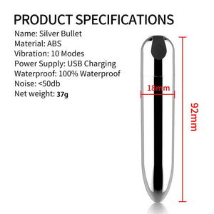 Mini 10 Speed USB Rechargeable Waterproof Bullet Vibrator For Her Personal Massager by Seductiva