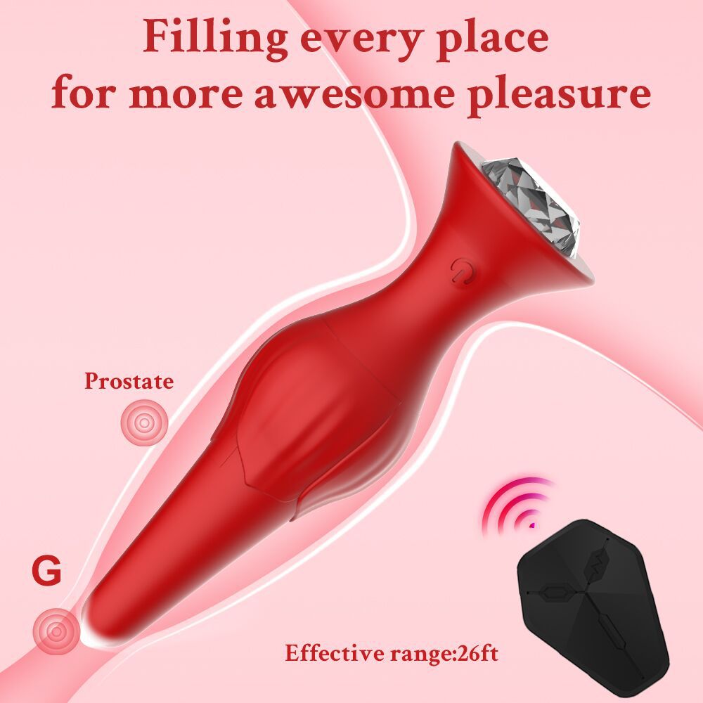 APP control vibration anal plug female masturbation vibrator rose butt plug