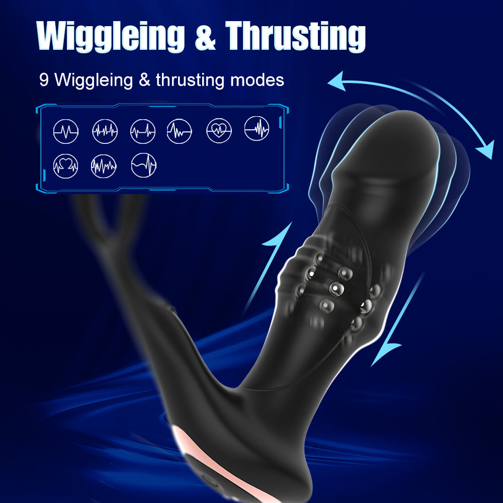 Prostate vibration massager for man cock ring with butt plug wireless remote control rechargeable vibrator masturbator