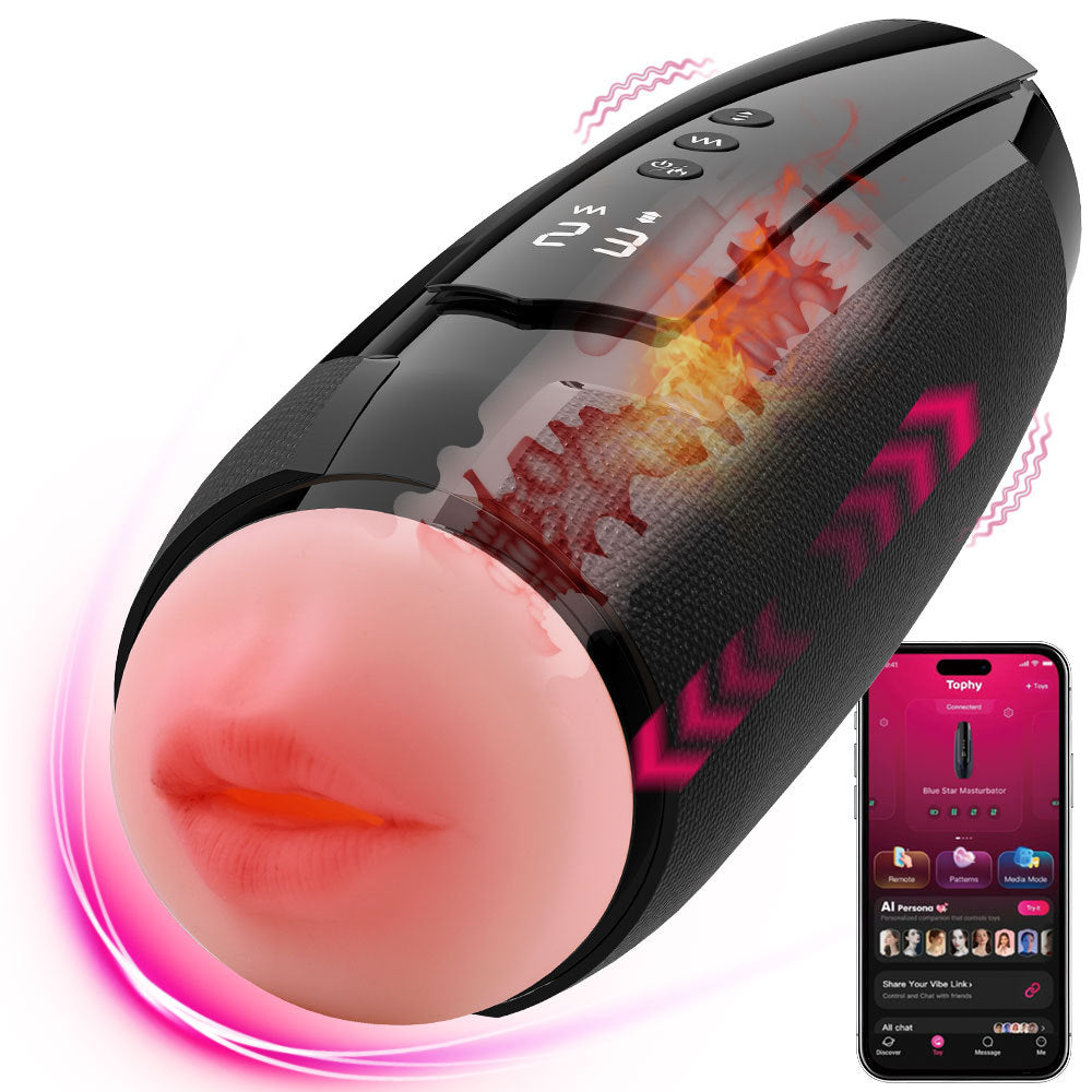 The new product electric telescopic masturbation cup for men's oral sex with a simulation channel for penile vibration heating