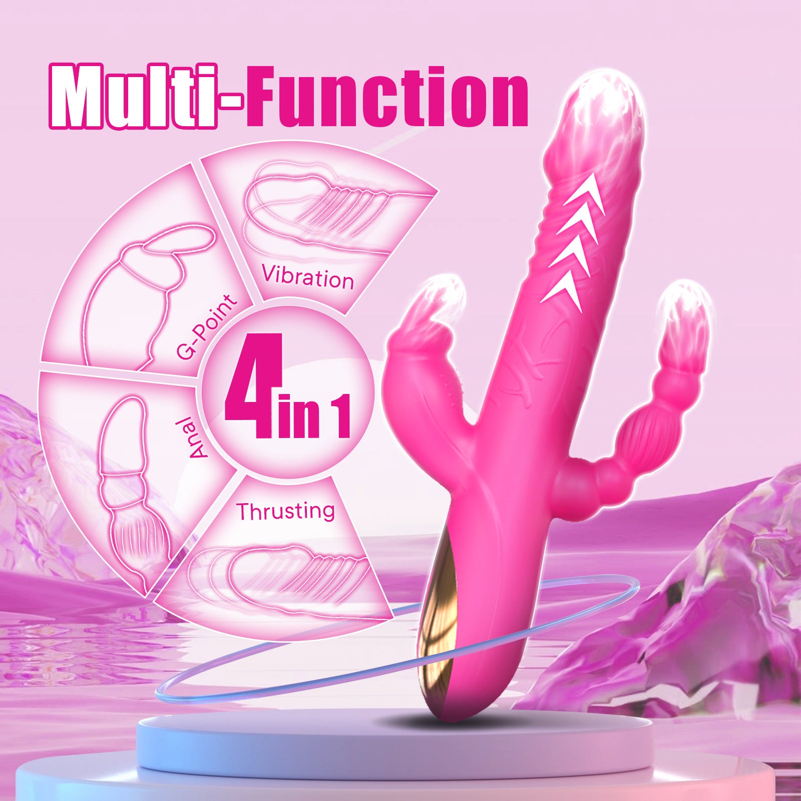 Rabbit vibrator clitoral stimulation telescopic double vibration female masturbation sex toy for woman