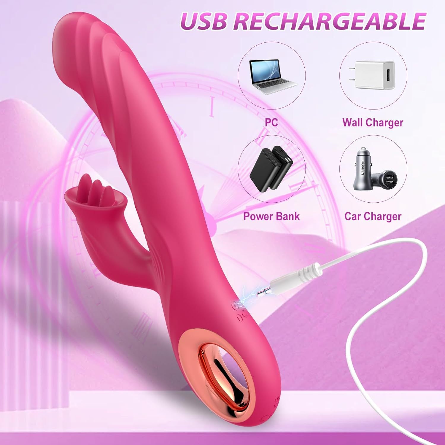 Tongue Licking Stimulating Massage AV Vibrator for Women Self-Masturbation Sex Toy