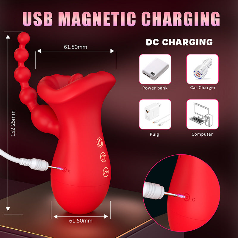 3 IN 1 female tongue licking masturbator sucking the breast clitoral vibrator backyard massage plug adult sex toys