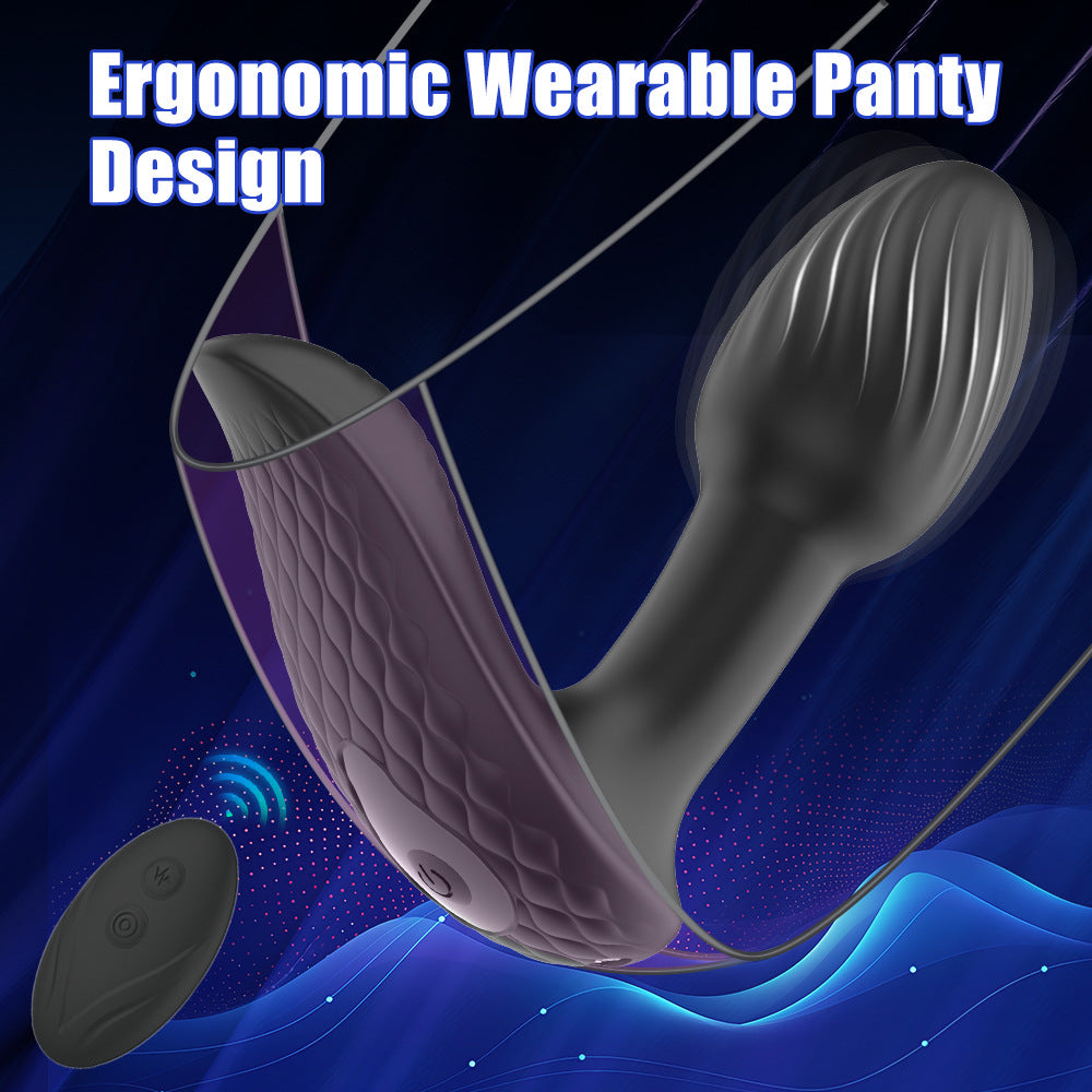 Silicone 9 Rotation & Vibration Modes Anal Plug Prostate Massager for Male & Female Wareable Panty Vibrator