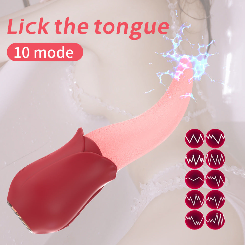 Multi-frequency tongue licking vibration stick women's clitoral massage stimulation rose vibrator masturbation adult products