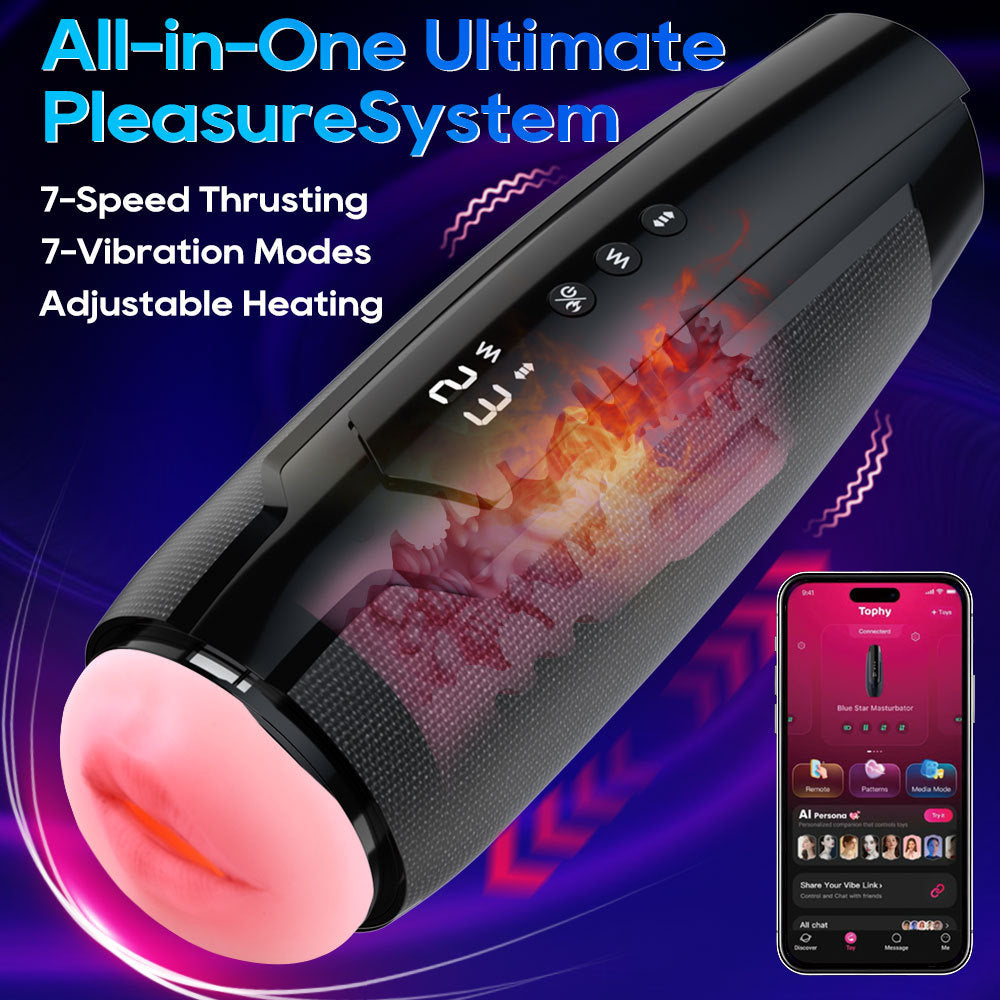 The new product electric telescopic masturbation cup for men's oral sex with a simulation channel for penile vibration heating