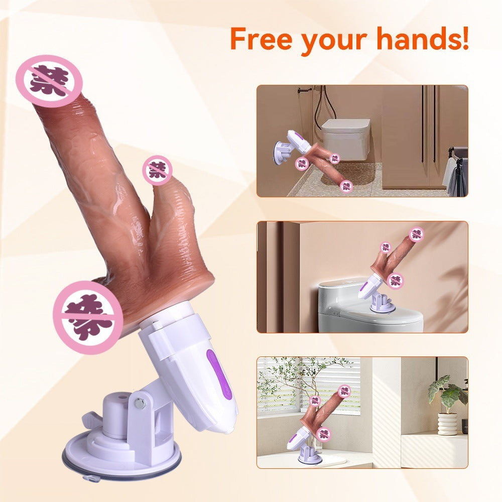 Wireless electric rechargable dildo vibrator multiple stimulation automatic telescopic female masturbation sex toy