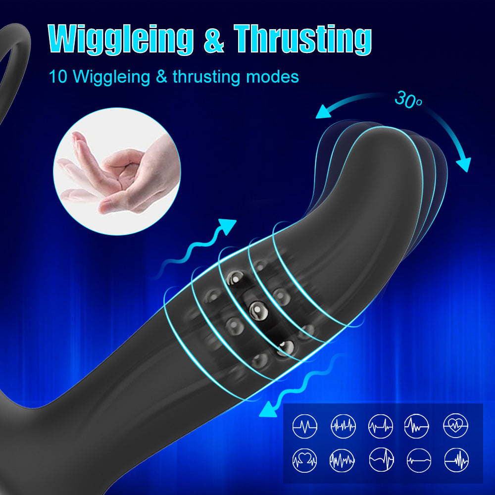 Silicone Anal Stimulator Rechargeable Dual Vibration Prostate Massager Butt Plug Vibrator With Cock Ring For Man Sex Toy
