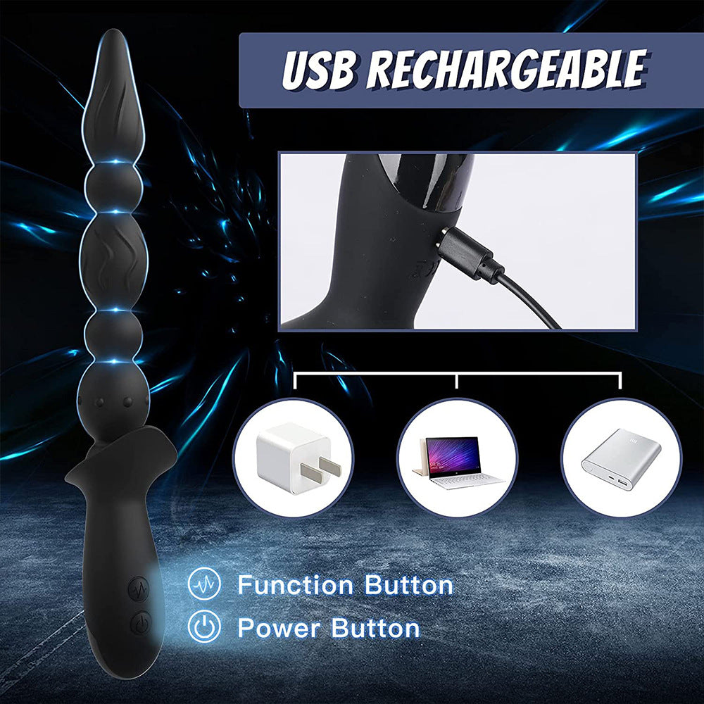 Rechargeable anal bead vibrator 10 frequencies vibration multiple stimulation