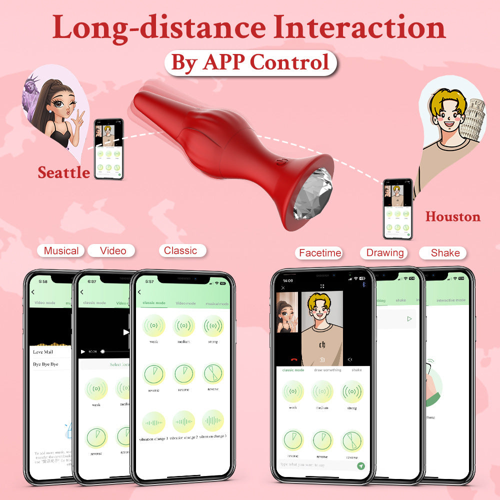 APP control vibration anal plug female masturbation vibrator rose butt plug