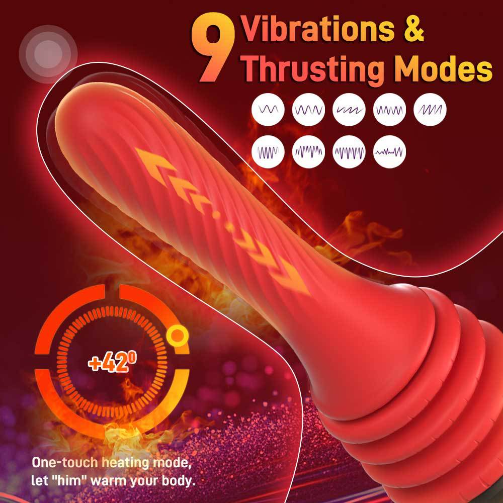 Wireless control 9 powerful telescopic vibration heating women masturbation vibrator