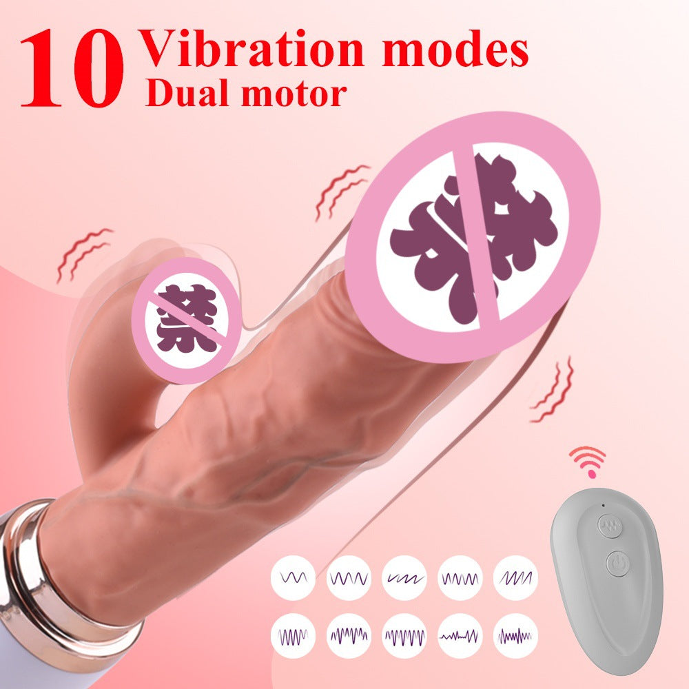 Wireless electric rechargable dildo vibrator multiple stimulation automatic telescopic female masturbation sex toy