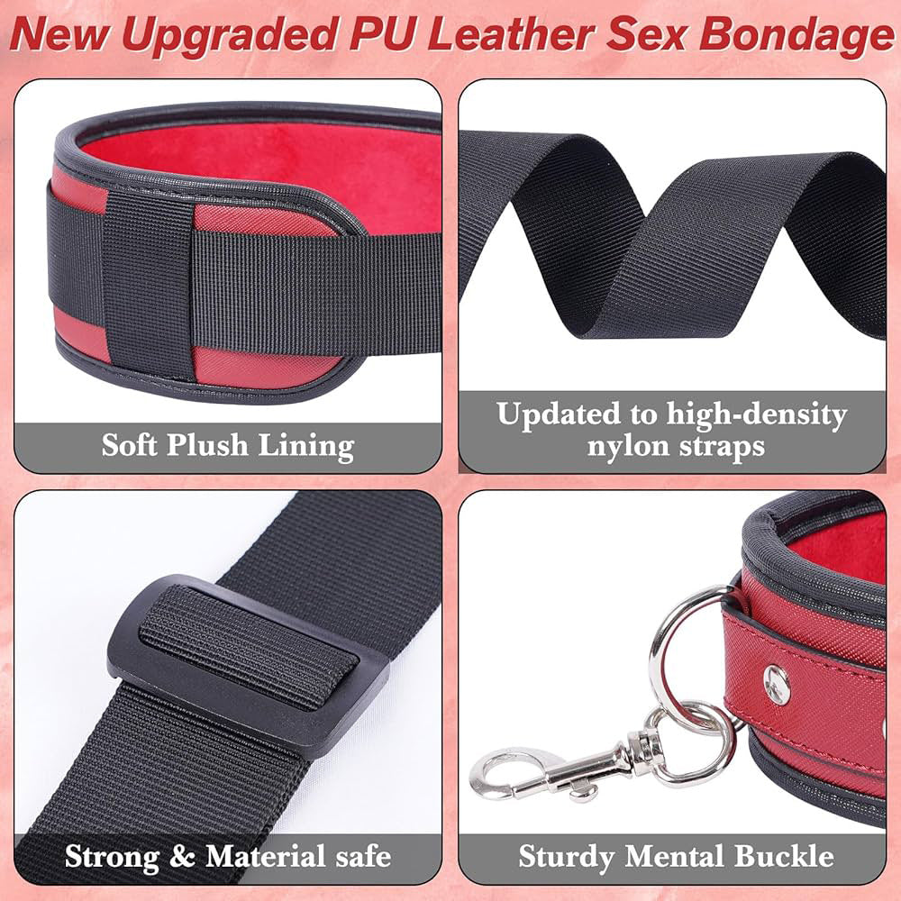 Seductiva Leather Handcuffs BDSM Restraints Set – Adult Erotic Roleplay Kit - Sensory Wellness Product Perspective - NZ Local Stock
