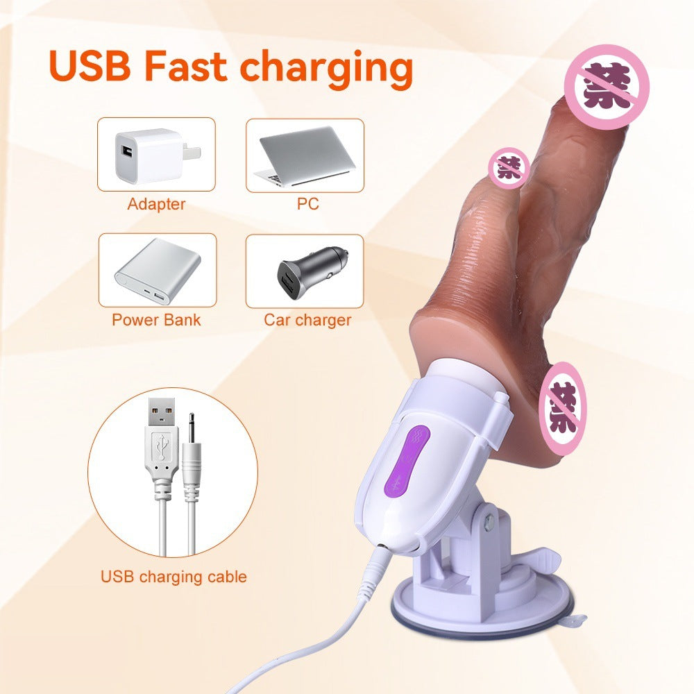 Wireless electric rechargable dildo vibrator multiple stimulation automatic telescopic female masturbation sex toy