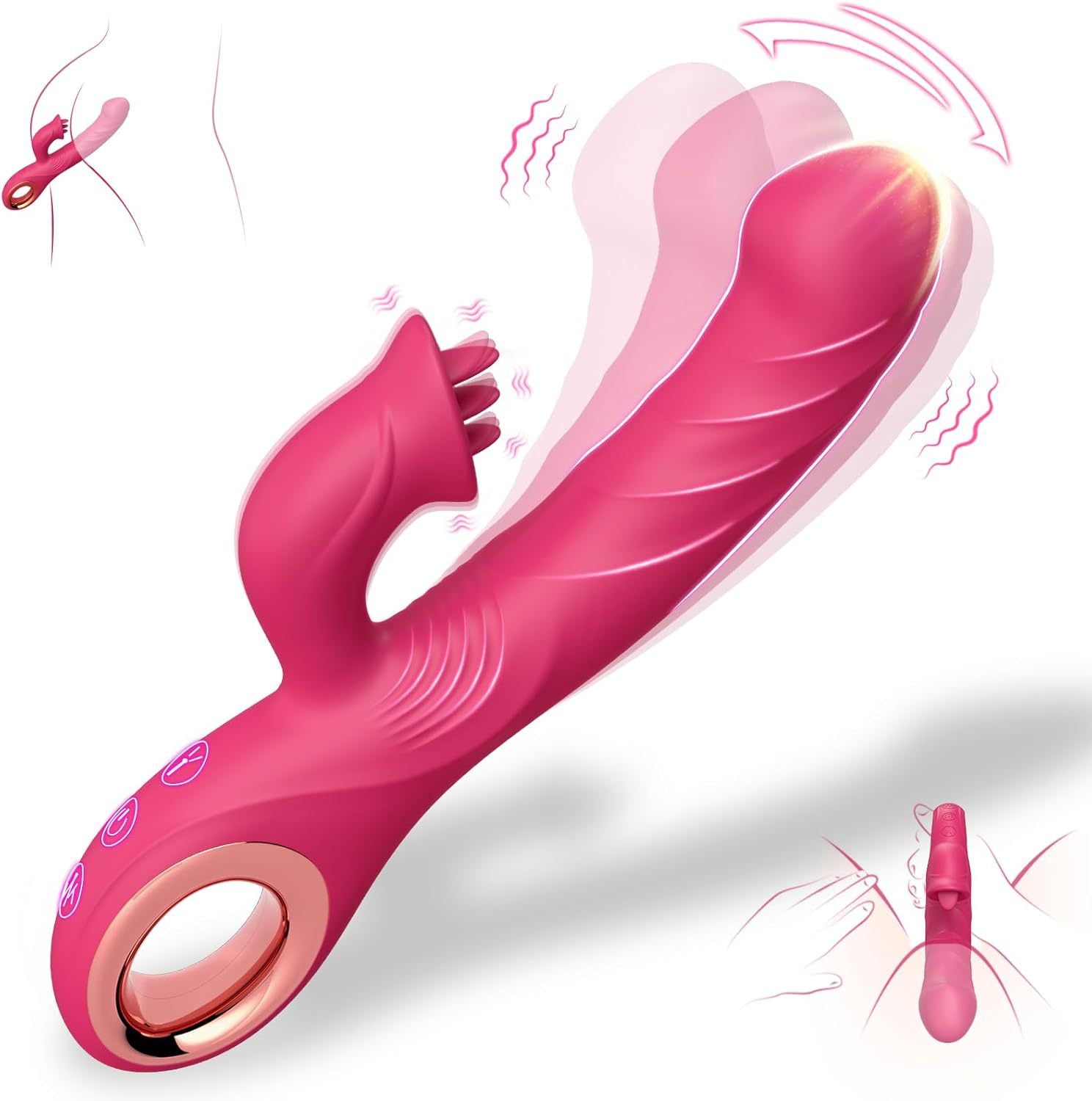 Tongue Licking Stimulating Massage AV Vibrator for Women Self-Masturbation Sex Toy