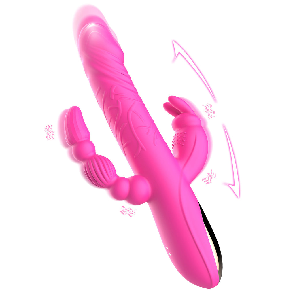 Rabbit vibrator clitoral stimulation telescopic double vibration female masturbation sex toy for woman